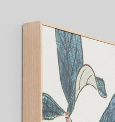 Woodblock floral teal, framed canvas l, available for in store click & collect