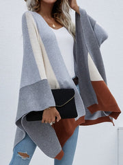 Colour block poncho/shawl