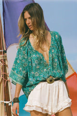 Elysian short sleeve blouse, Jade