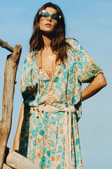 Goldie short sleeve blouse, Lagoon