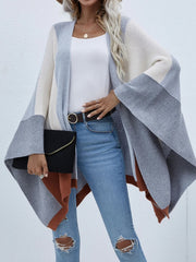 Colour block poncho/shawl
