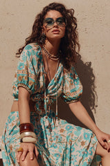 Goldie short sleeve blouse, Lagoon