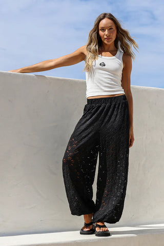 Lace harem pants in black