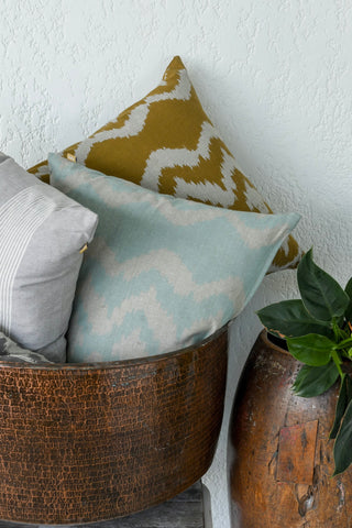 Ikat cushion in sky