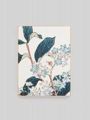 Woodblock floral teal, framed canvas l, available for in store click & collect