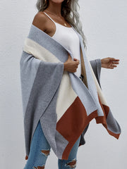 Colour block poncho/shawl
