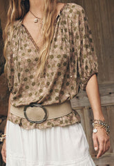 Swan Lake Short Sleeve Blouse - Sage