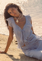 Fleur Frill sleeveless blouse Lagoon
