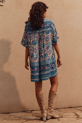 Marmont Flutter Sleeve Tunic Dress, Lapis