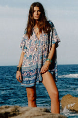 Marmont Flutter Sleeve Tunic Dress, Lapis
