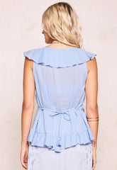 Fleur Frill sleeveless blouse Lagoon