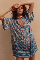Marmont Flutter Sleeve Tunic Dress, Lapis