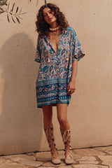 Marmont Flutter Sleeve Tunic Dress, Lapis