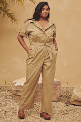 Foxglove Embroidered Boilersuit, Khaki to