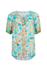 Goldie short sleeve blouse, Lagoon