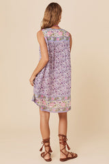Sienna sleeveless tunic dress in, Lilac