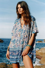 Marmont Flutter Sleeve Tunic Dress, Lapis