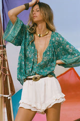 Elysian short sleeve blouse, Jade