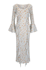 Fleur bias cut maxi dress, Teapot Blue