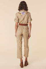 Foxglove Embroidered Boilersuit, Khaki to