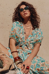 Goldie short sleeve blouse, Lagoon