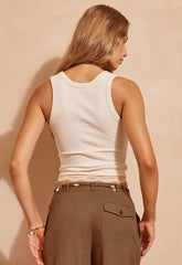 Zoe singlet top, vintage cream